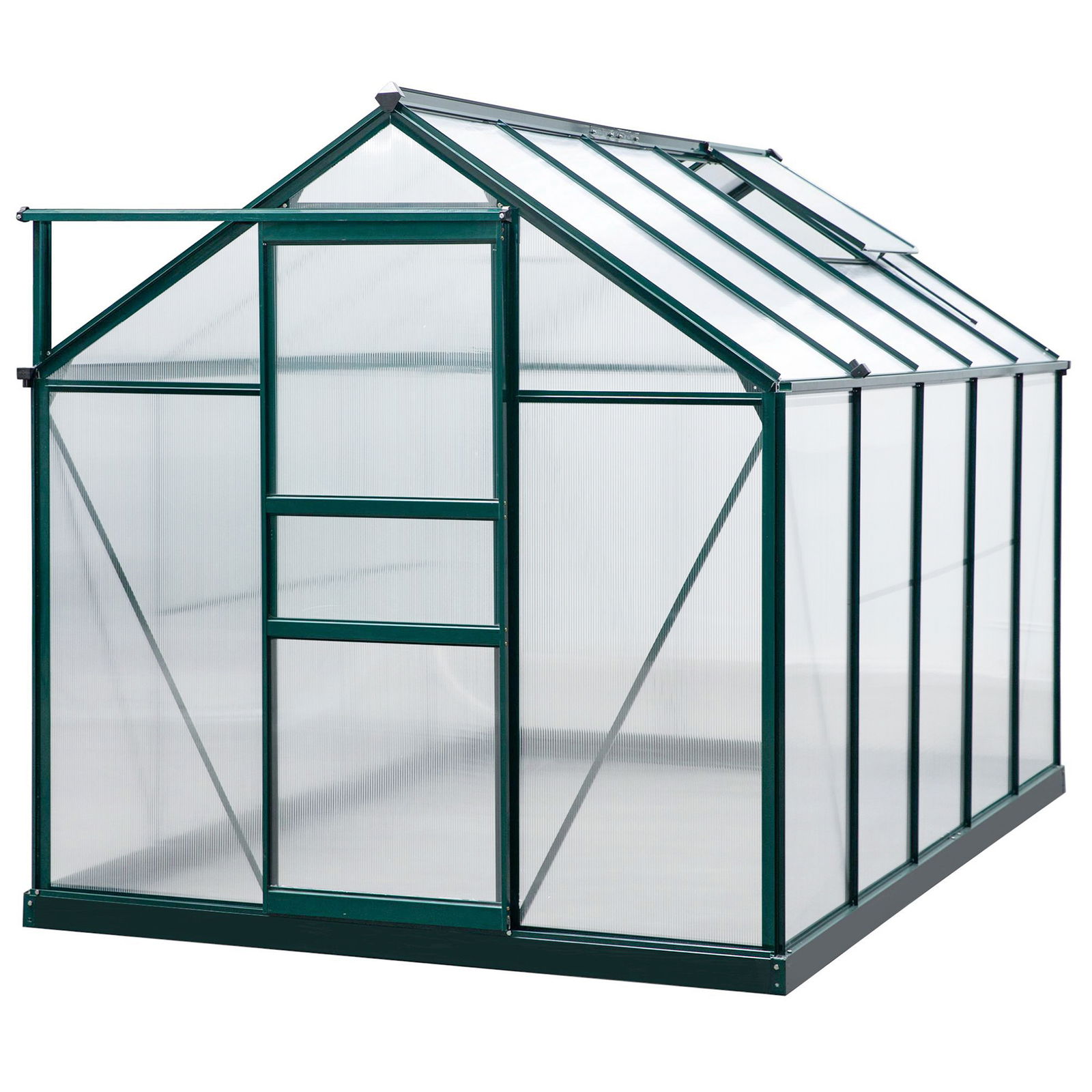 Sera de plante mare Outsunny 3 x 1,8 x 2,1 m pentru curte/uz exterior cu fereastra si usa, Cadru de aluminiu, Placa BC | AOSOM RO