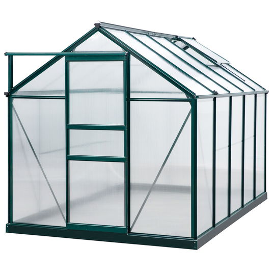 Sera de plante mare Outsunny 3 x 1,8 x 2,1 m pentru curte/uz exterior cu fereastra si usa, Cadru de aluminiu, Placa BC | AOSOM RO