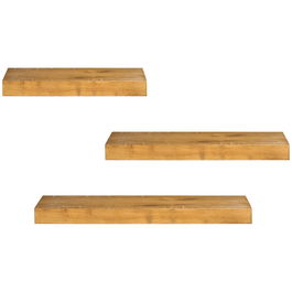 HOMCOM Set de 3 rafturi plutitoare din lemn, raft montat pe perete, raft suspendat pentru carti pentru sufragerie, dormitor, hol, bucatarie, Maro | AOSOM RO