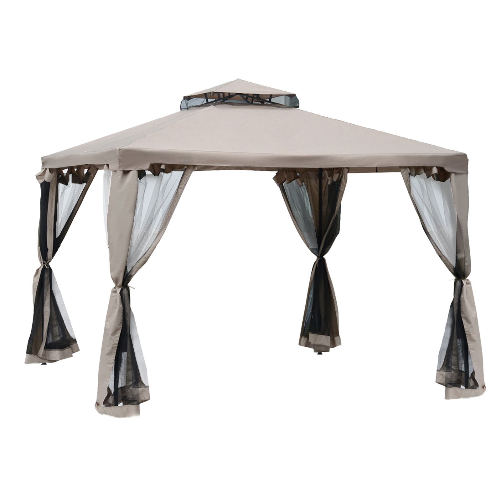 Outsunny Foisor de Gradina cu Plasa de Tantari din Metal si Poliester 294x294cm
