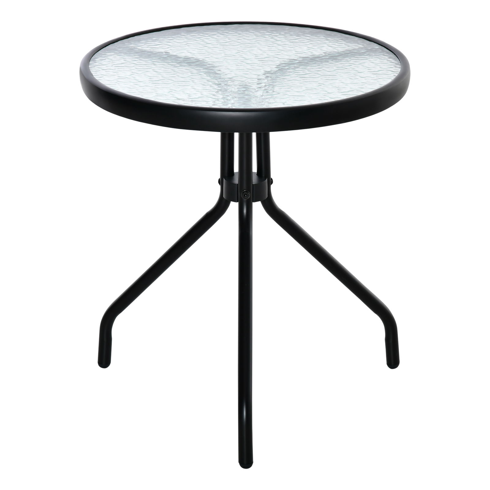 Masuta de Gradina Rotunda Outsunny cu Etajera din Sticla, Masuta de Cafea pentru Interior si Exterior Φ50x55cm, Negru