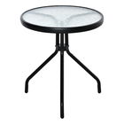 Masuta de Gradina Rotunda Outsunny cu Etajera din Sticla, Masuta de Cafea pentru Interior si Exterior Φ50x55cm, Negru