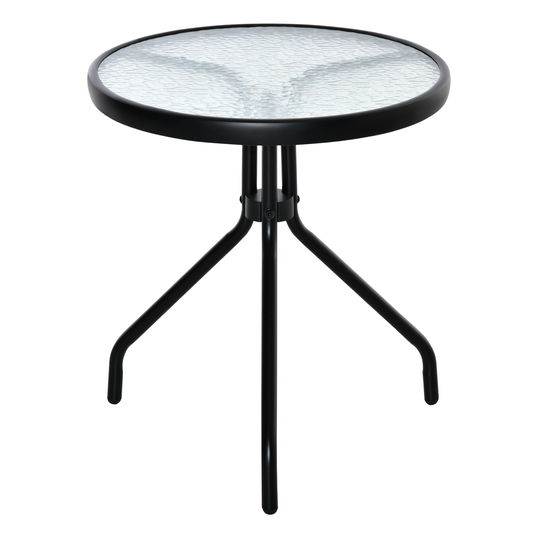 Masuta de Gradina Rotunda Outsunny cu Etajera din Sticla, Masuta de Cafea pentru Interior si Exterior Φ50x55cm, Negru