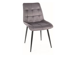 Scaun tapitat cu stofa si picioare metalice, Chase Monolith Velvet Gri deschis / Negru Mat, l50xA58xH88 cm