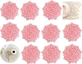 Set de 10 naproane Suneech, PVC, rosu, 38 x 38 cm