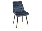 Scaun tapitat cu stofa si picioare metalice, Chase Monolith Velvet Bleumarin / Negru Mat, l50xA58xH88 cm