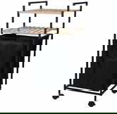 Cos de rufe cu 2 etajere din bambus Black