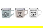 Set 3 cani Coffe, 180 ml, ceramica, alb/bej/verde