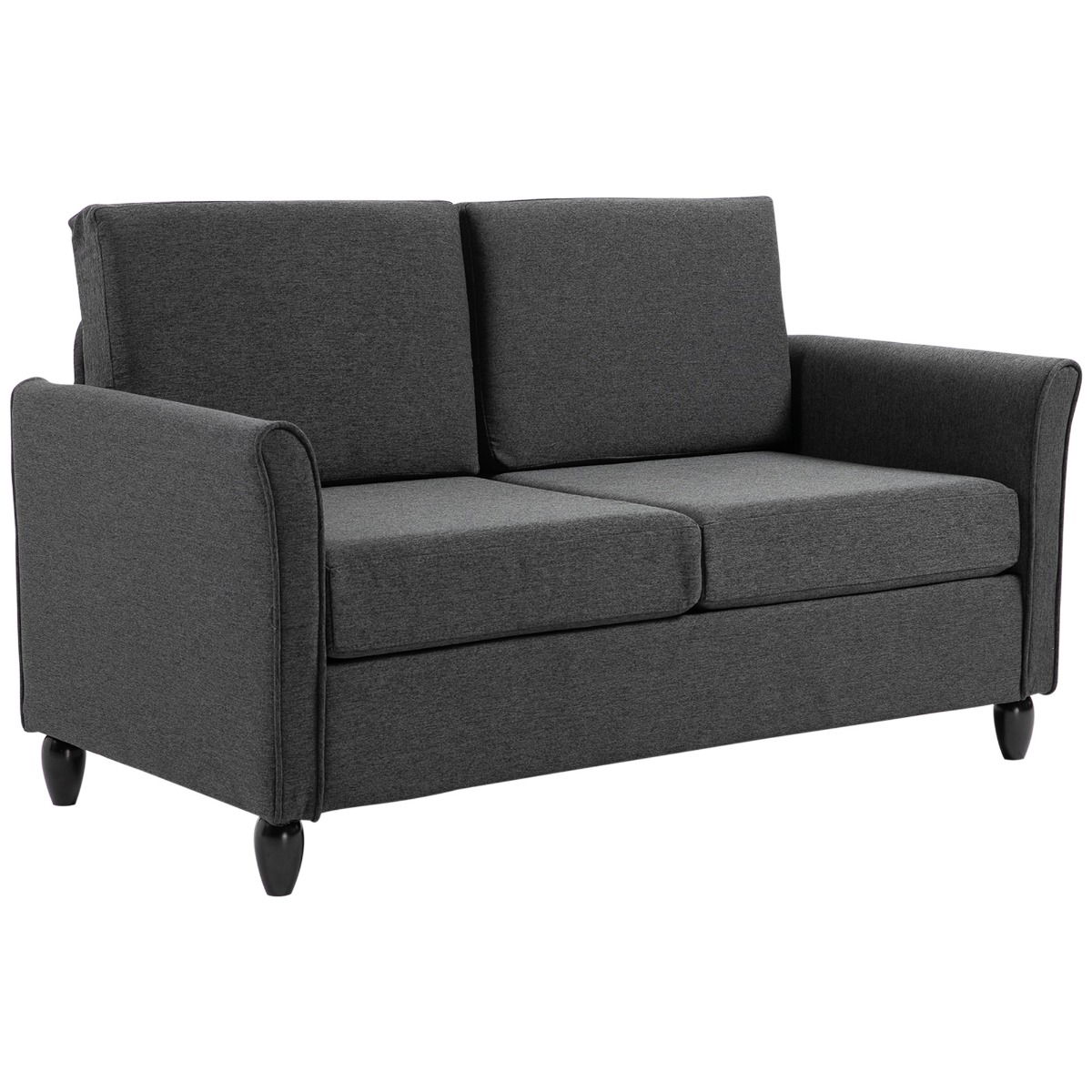 HomCom canapea 2 locuri, tapitata,141x70x78cm, gri | AOSOM RO