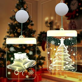 Set de 2 pandative luminate de Craciun KSIBNW, alb, USB, 16 X 11,5 cm