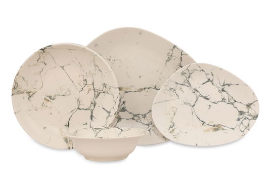 Set vesela din portelan, Marble Multicolor, 24 piese