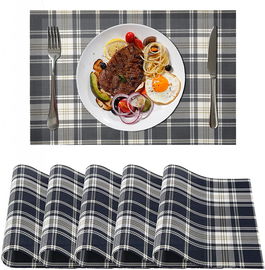 Set de 6 naproane Maifey, PVC, albastru inchis/alb, 30 x 45 cm