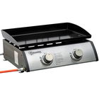 Outsunny Gratar cu gaz si 2 arzatoare, BBQ antiaderent pentru masa cu picioare reglabile, putere 6kW, 48.5x46x21cm, negru | AOSOM RO