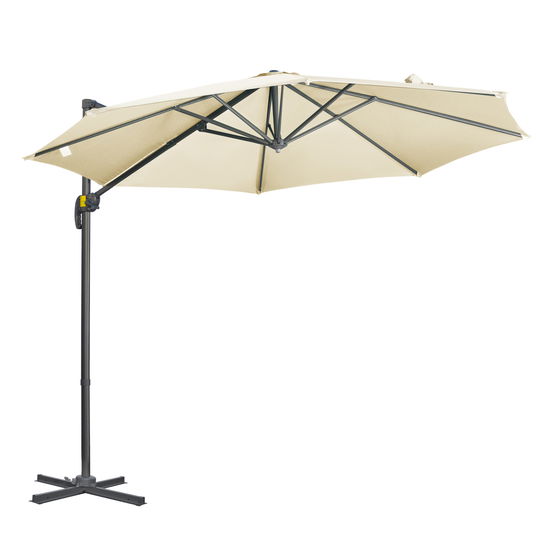 Outsunny Umbrela de Soare pentru Gradina Descentrata cu Inclinare Reglabila si Pivotanta la 360°, Ø293x248cm Alb Crem | AOSOM RO