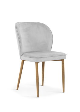 Scaun tapitat cu stofa si picioare metalice Aine Velvet Argintiu / Stejar, l54xA61xH87 cm