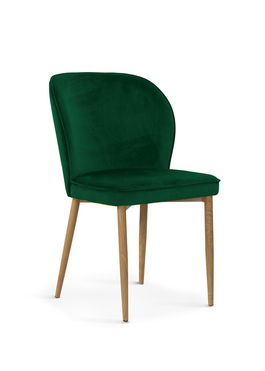 Scaun tapitat cu stofa si picioare metalice Aine Velvet Verde / Stejar, l54xA61xH87 cm