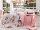 Lenjerie de pat pentru o persoana, 3 piese, 100% bumbac poplin, Hobby, Clementina, roz