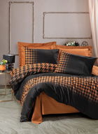 Lenjerie de pat dubla, 6 piese, 200x220 cm, 100% bumbac satinat, Cotton Box, Barlow, cupru