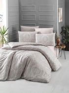 Lenjerie de pat pentru o persoana, Victoria, Ornament 121VCT02671, 2 piese, bumbac ranforce, crem/bej