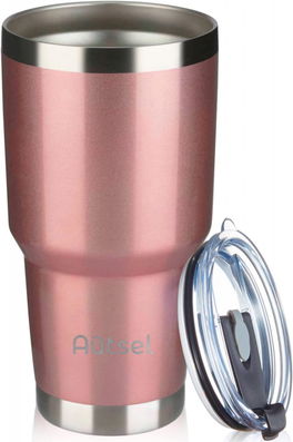 Pahar cu capac Autsel, otel inoxidabil, argintiu/rose, 900 ml