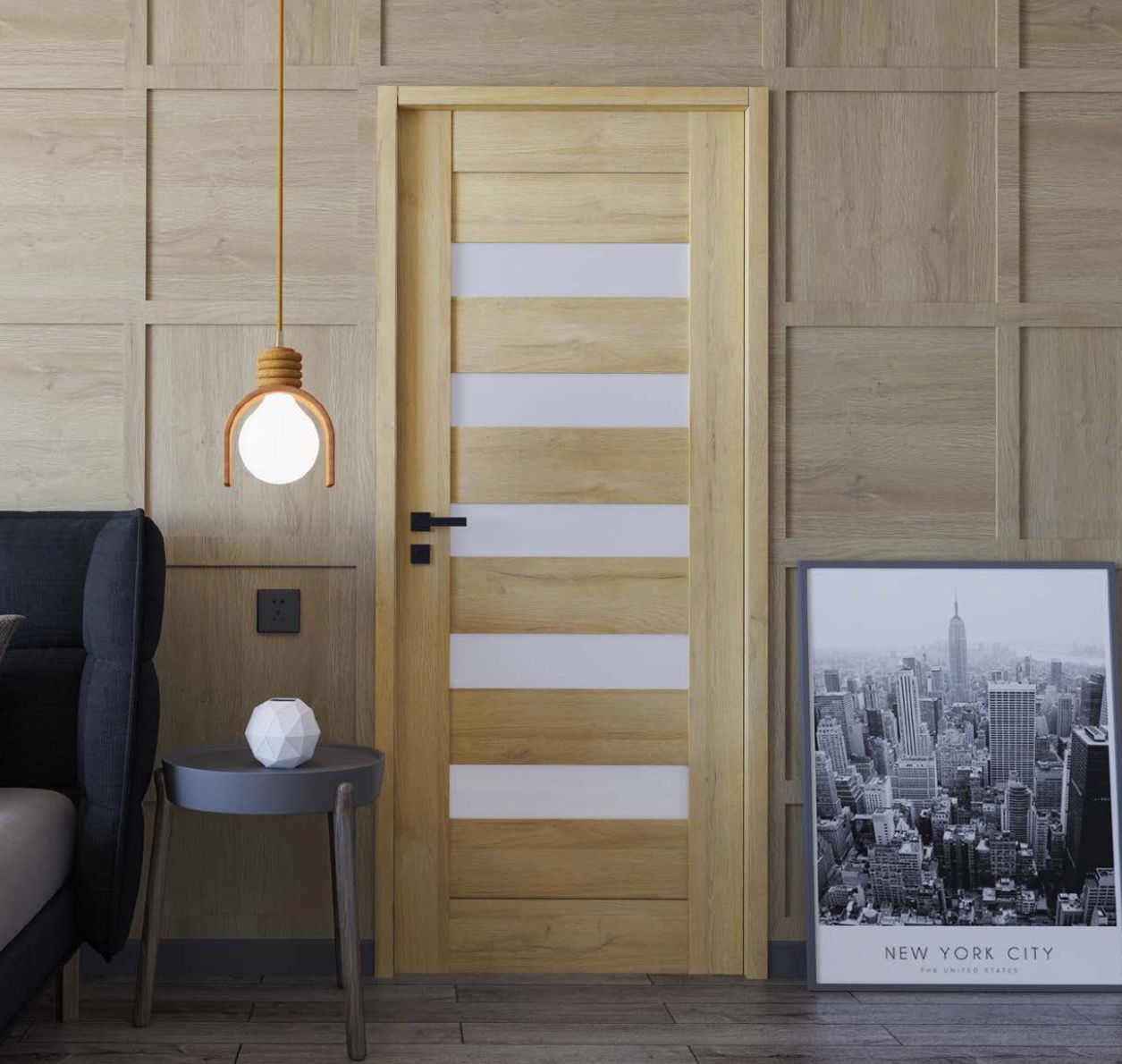 USI PREMIUM CU TOC REGLABIL, finisaj REZISTENT LA ZGARIETURI, 3 BALAMALE, model Wood