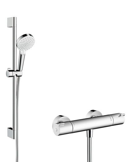 Baterie dus termostatata Hansgrohe Ecostat 1001 CL cu set de dus Crometta Vario cu bara 0.65m