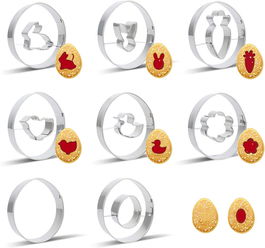 Set de 8 forme pentru prajituri Sinwind, otel inoxidabil, argintiu, 7 x 5,5 cm