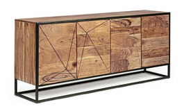 Bufet inferior cu 4 usi Egon, Bizzotto, 175 x 40 x 76 cm, otel/lemn de salcam