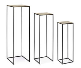 Set 3 suporturi pentru ghivece Amira, Bizzotto, 35 x 35 x 115 cm, otel/aluminiu