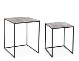 Set 2 masute de cafea Tahir Square, Bizzotto, 41 x 41 x 54 cm, aluminiu/otel