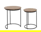 Set 2 masute de cafea Walton, Bizzotto, Ø46 x 57 cm, otel/lemn de mango
