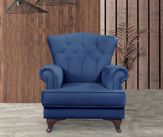 Fotoliu fix tapitat cu stofa, Pedesa 2 Velvet Bleumarin, l85xA90xH96 cm
