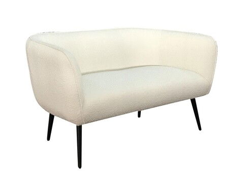 Canapea 2 locuri Avril, Bizzotto, 126 x 70 x 68 cm, otel/poliester Boucle, alb