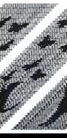 Perdea decorativa pentru usa, Maximex, Cat and butterfly, hand-made, 90 x 200 cm, bambus, alb/negru