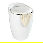 Taburet baie, Wenko, Candy White Matt, cos de rufe inclus, 36 x 50.5 x 36 cm, plastic/poliester, alb mat