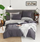 Lenjerie de pat dubla king size, Mijolnir, Cift Yonlu 183MJR62292, 3 piese, bumbac ranforce, gri