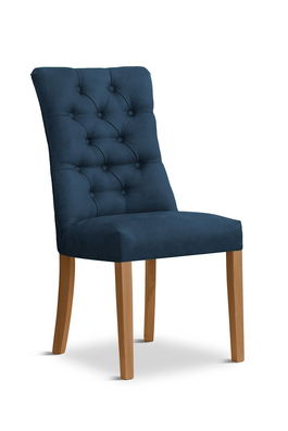Scaun tapitat cu stofa, cu picioare din lemn Lord Navy Blue / Oak, l51xA59xH100 cm