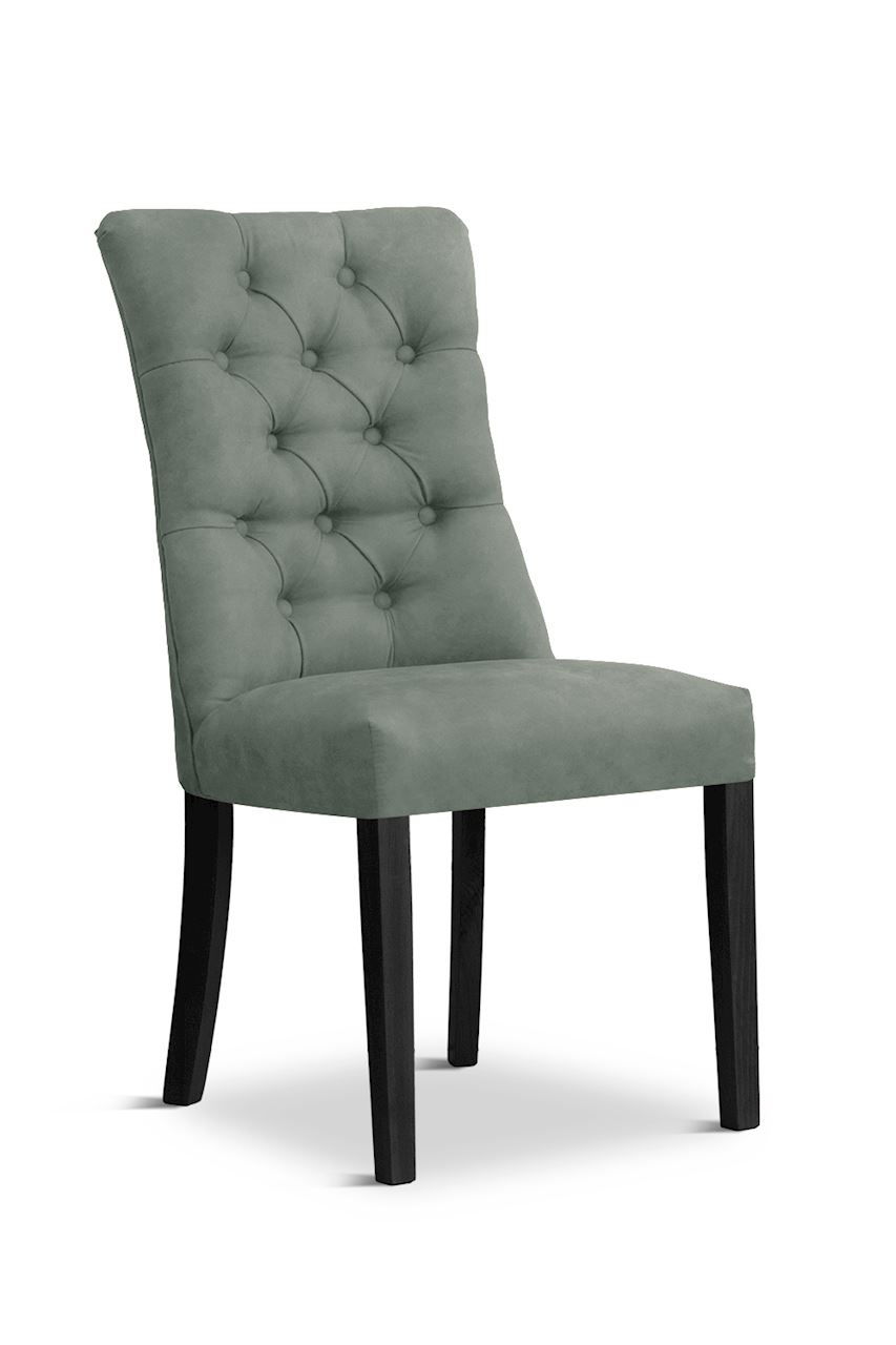 Scaun tapitat cu stofa, cu picioare din lemn Lord Grey / Black, l51xA59xH100 cm
