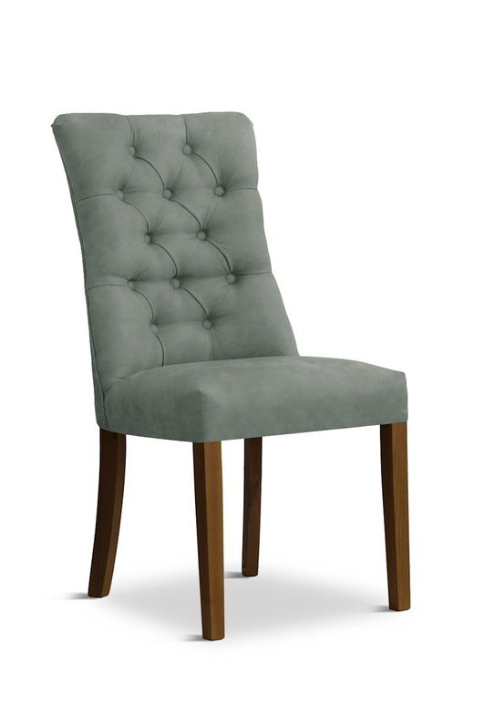 Scaun tapitat cu stofa, cu picioare din lemn Lord Grey / Walnut, l51xA59xH100 cm