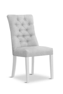 Scaun tapitat cu stofa, cu picioare din lemn Lord Silver / White, l51xA59xH100 cm