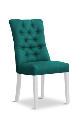 Scaun tapitat cu stofa, cu picioare din lemn Lord Turquoise / White, l51xA59xH100 cm