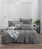 Lenjerie de pat dubla King Quilt (BL) Fresh Color, Mijolnir, 3 piese, 240x220 cm, bumbac ranforce, gri