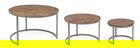 Set 3 masute de cafea Narvik Round, Bizzotto, Ø78 x 47 cm, otel/lemn de mango