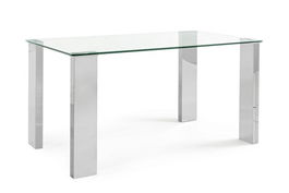Masa Arley, Bizzotto, 140 x 80 x 75 cm, MDF cu invelis de otel/sticla temperata
