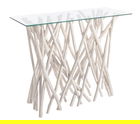 Consola Sahel, Bizzotto, 100 x 40 x 80 cm, ramuri de tec/sticla