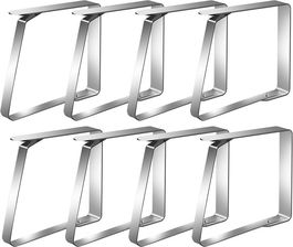 Set de 8 clipsuri pentru fata de masa Hemiks, otel inoxidabil, argintiu, 8 x 7 cm