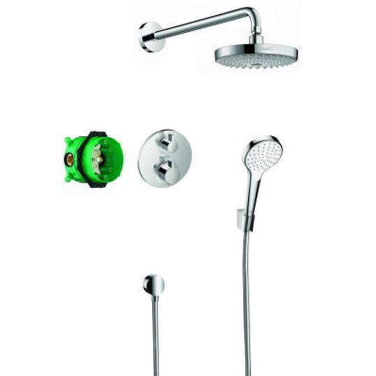 Sistem de dus incastrat termostatat Hansgrohe Design Croma Select S Ecostat S cu 2 consumatori