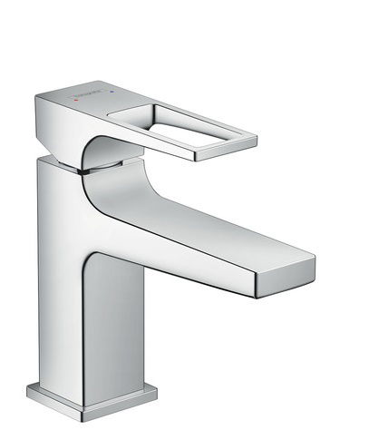 Baterie lavoar Hansgrohe Metropol 100 ventil push-open cu levier decupat pipa 127 mm