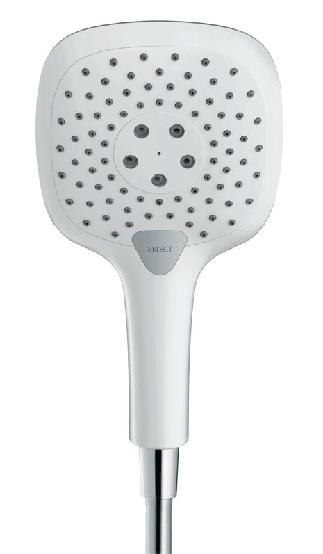 Para de dus Hansgrohe Raindance Select E 150 cu 3 jeturi alb-crom