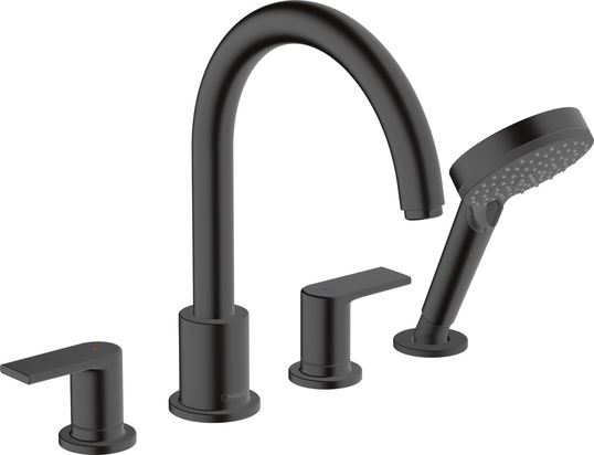 Baterie cu montaj pe cada Hansgrohe Vernis Shape cu 4 elemente negru mat